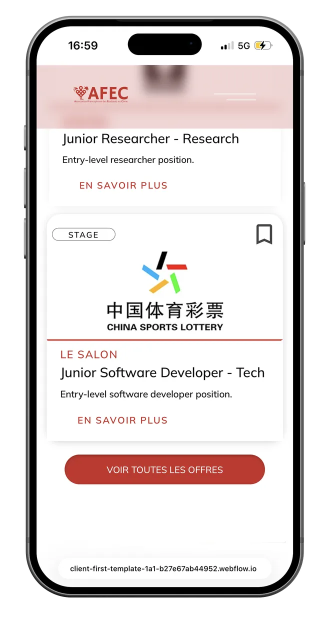 Écran mobile du site AFEC (2/7)