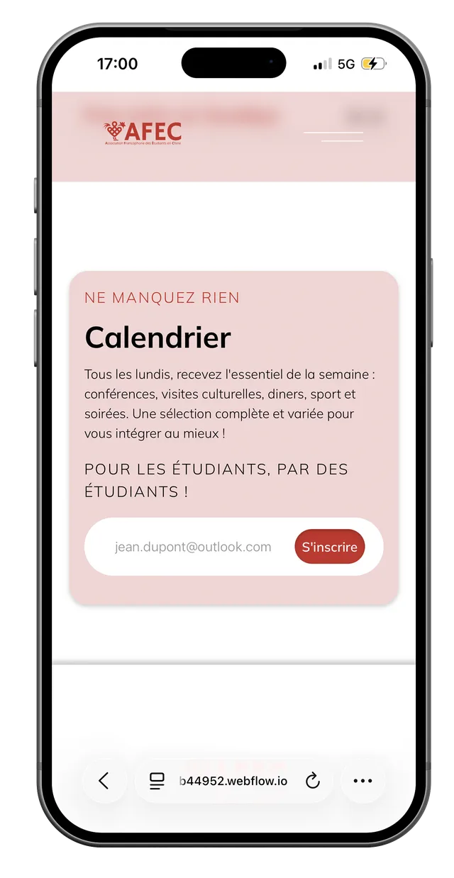 Écran mobile du site AFEC (4/7)