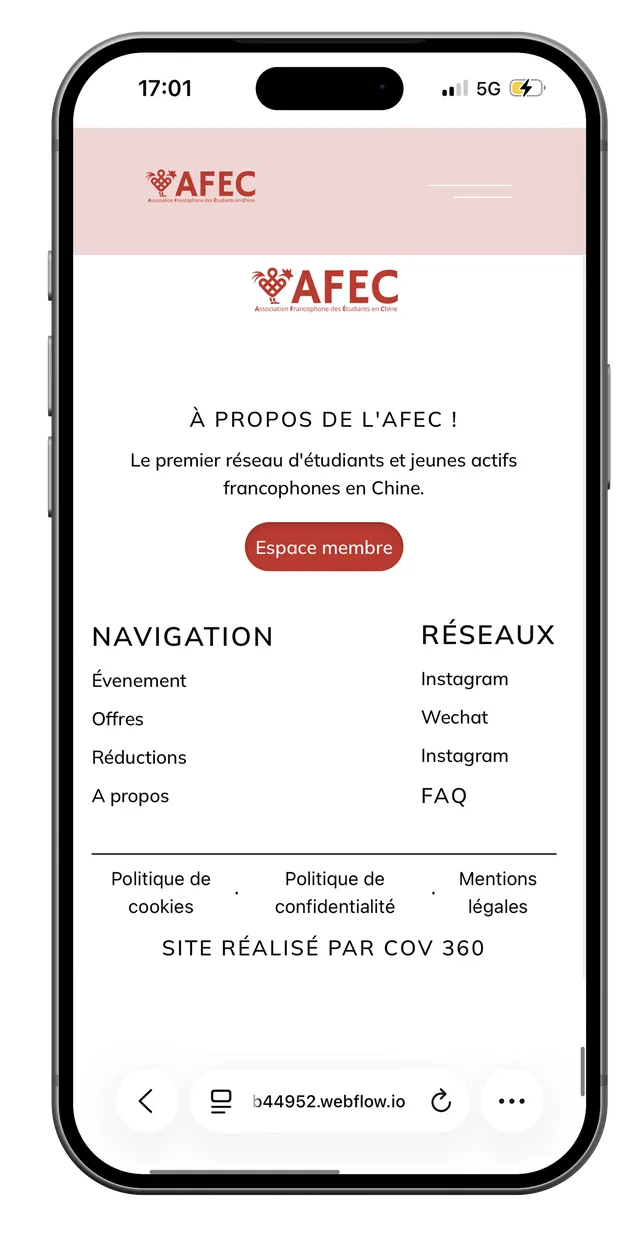 Écran mobile du site AFEC (5/7)