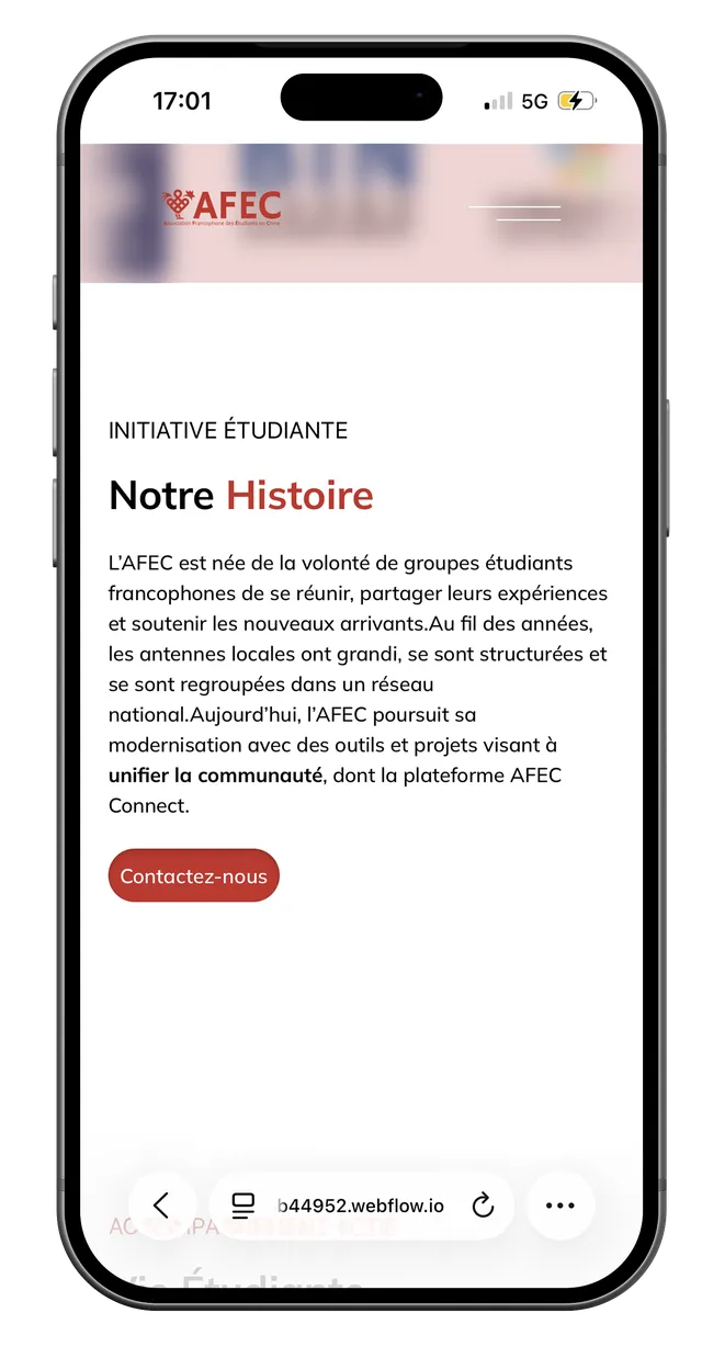 Écran mobile du site AFEC (6/7)
