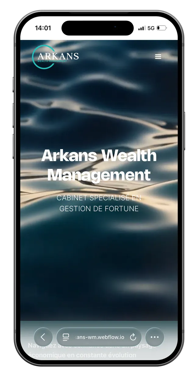 Écran mobile du site Arkans (2/7)