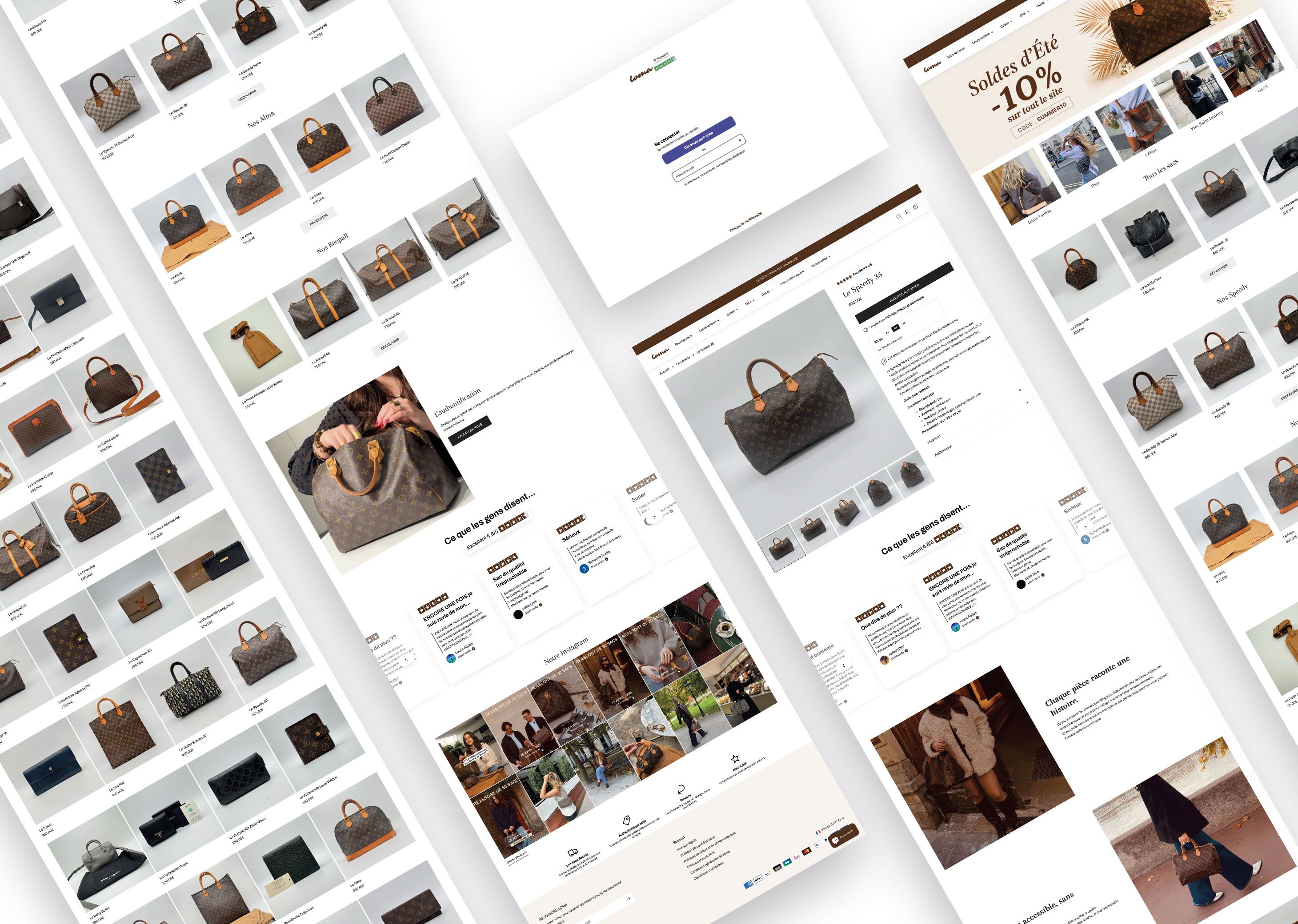 Pages de la boutique Loma en perspective