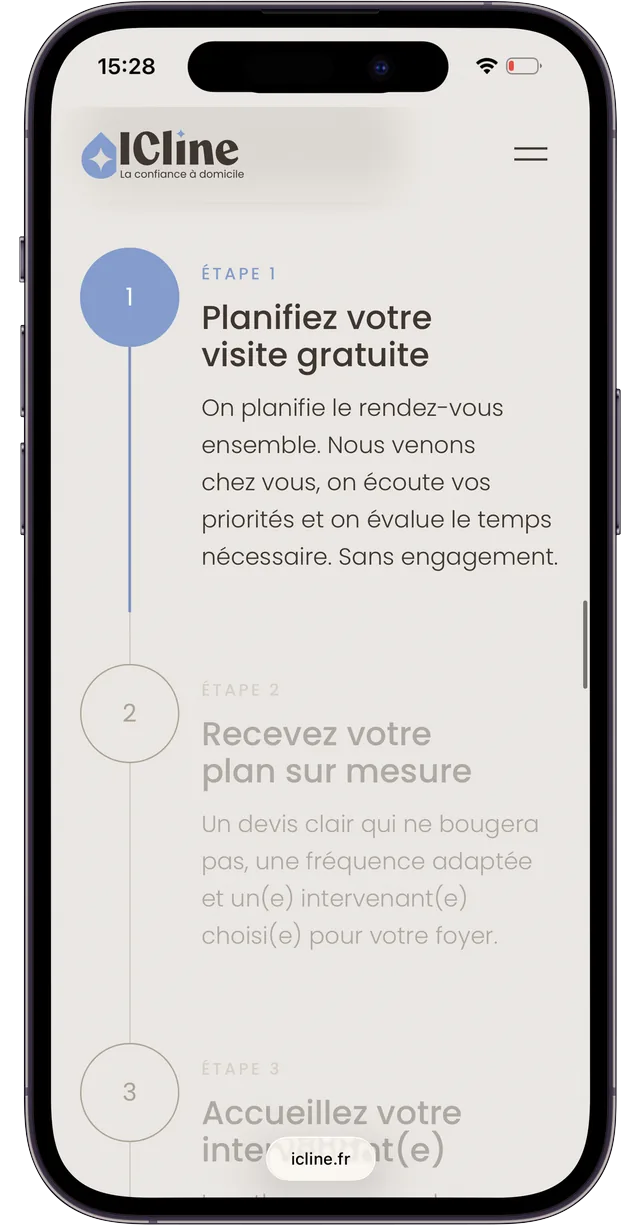 Écrans du site Icline sur iPhone (2/7)