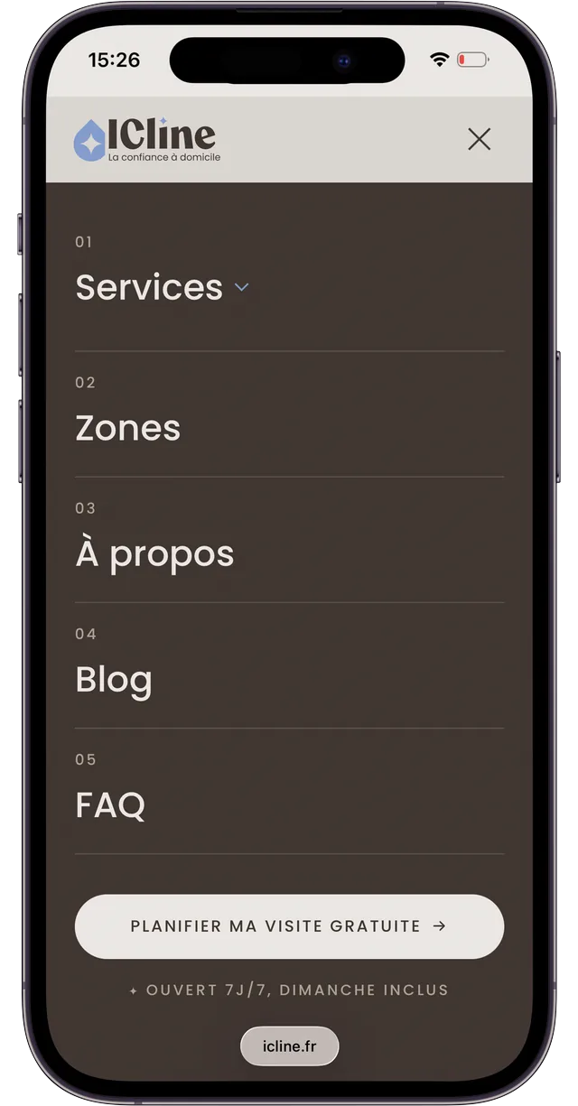 Écrans du site Icline sur iPhone (3/7)