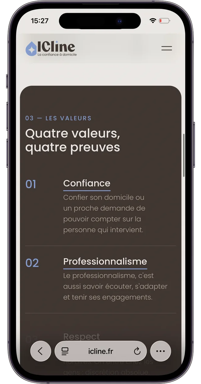 Écrans du site Icline sur iPhone (5/7)
