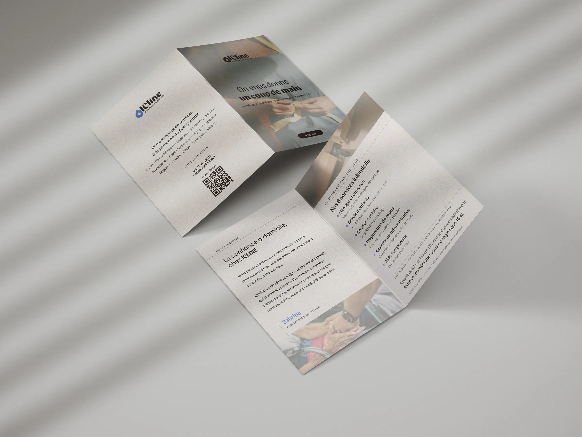 Flyer A6 Icline ouvert, recto et verso