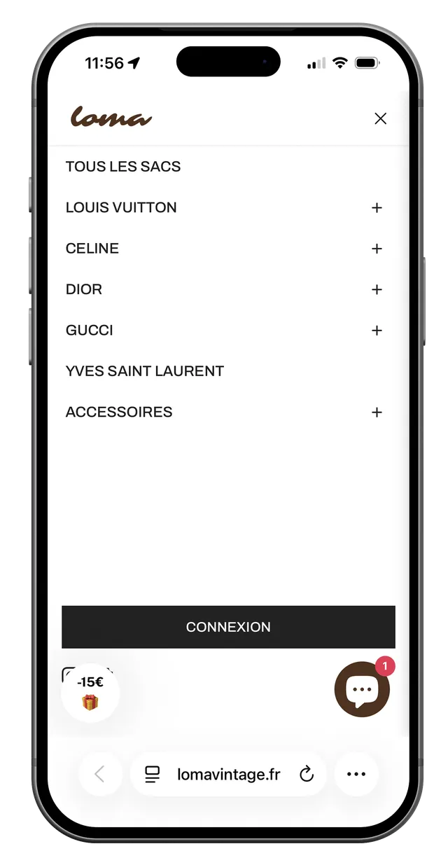 Écran mobile de la boutique Loma (2/7)