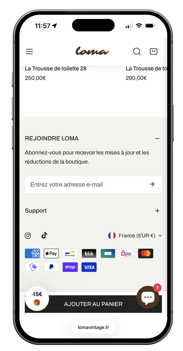 Écran mobile de la boutique Loma (5/7)
